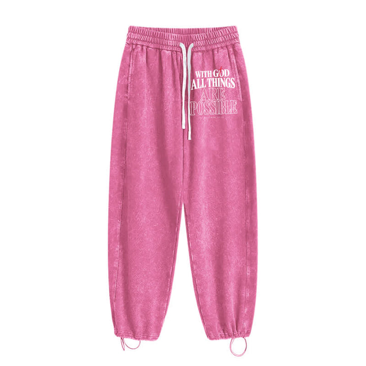 Christianartworkshop With God All Things Are Possible Washed Sweatpants - image 42