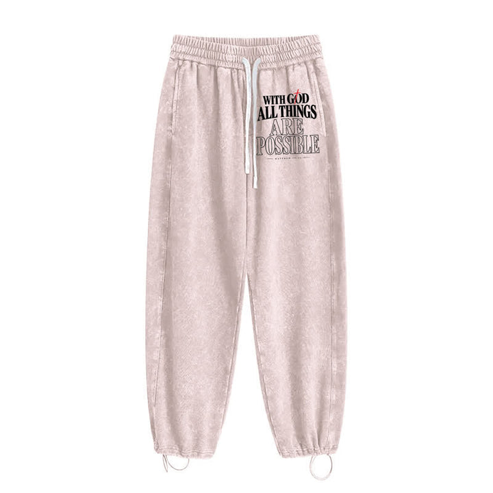 Christianartworkshop With God All Things Are Possible Washed Sweatpants - image 34