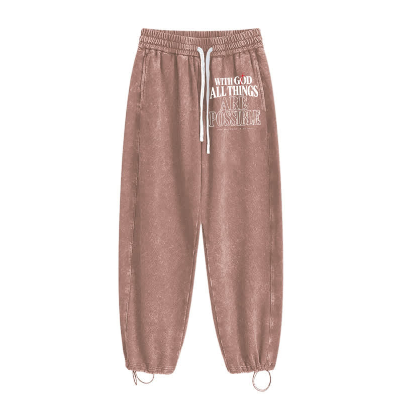 Christianartworkshop With God All Things Are Possible Washed Sweatpants - image 2