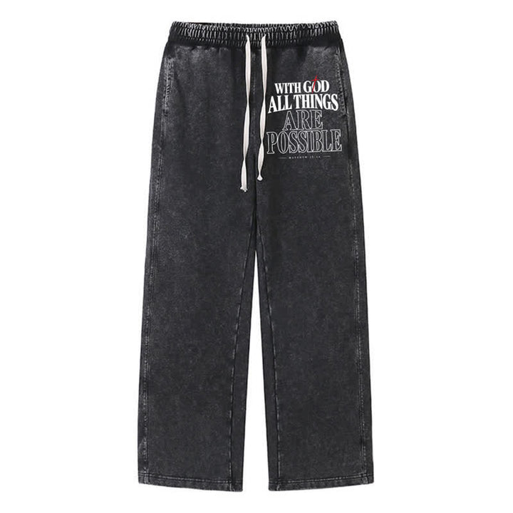 Christianartworkshop With God All Things Are Possible Washed Sweatpants - Black - 2XL - image 8