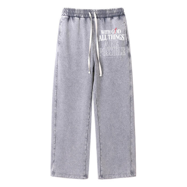 Christianartworkshop With God All Things Are Possible Washed Sweatpants - Grey - 2XL - image 16