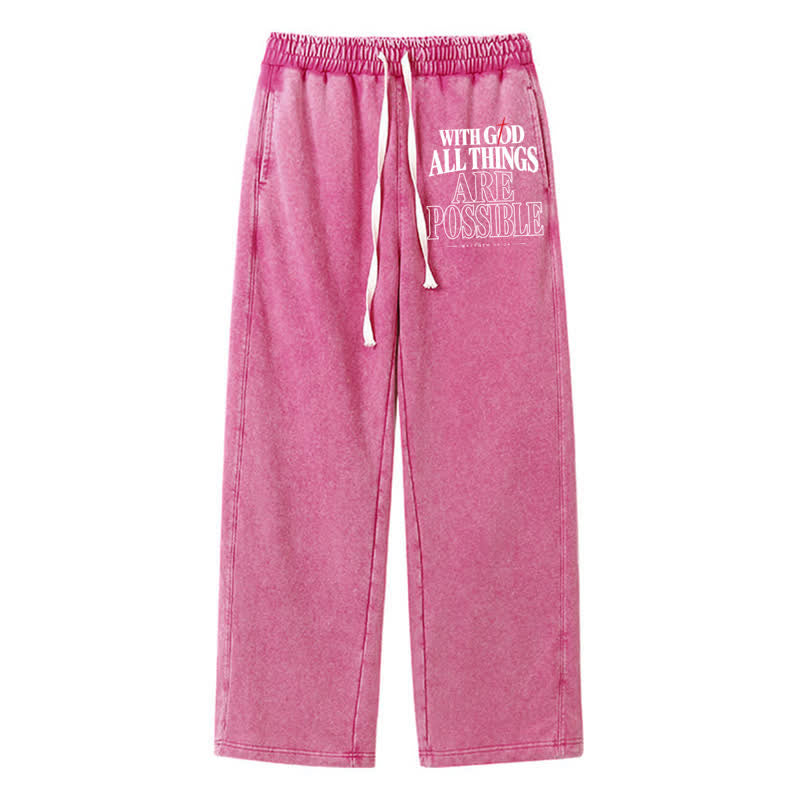Christianartworkshop With God All Things Are Possible Washed Sweatpants - Rose - 2XL - image 40