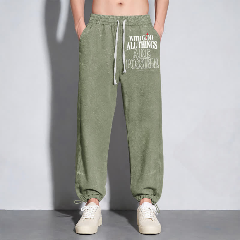 Christianartworkshop With God All Things Are Possible Washed Sweatpants - image 30