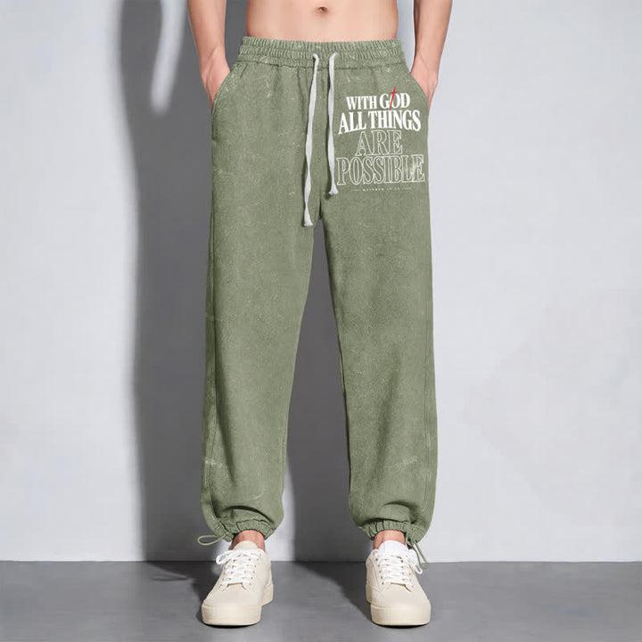 Christianartworkshop With God All Things Are Possible Washed Sweatpants - image 30