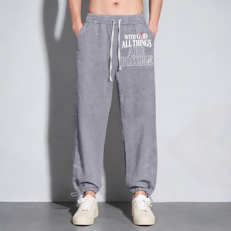 Christianartworkshop With God All Things Are Possible Washed Sweatpants - image 22
