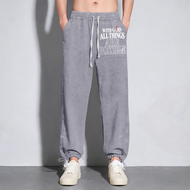 Christianartworkshop With God All Things Are Possible Washed Sweatpants - image 22