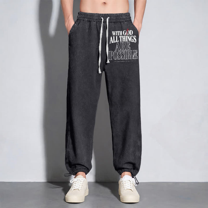 Christianartworkshop With God All Things Are Possible Washed Sweatpants - image 14