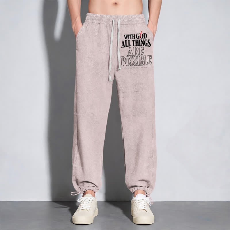 Christianartworkshop With God All Things Are Possible Washed Sweatpants - image 38