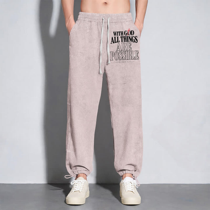 Christianartworkshop With God All Things Are Possible Washed Sweatpants - image 38