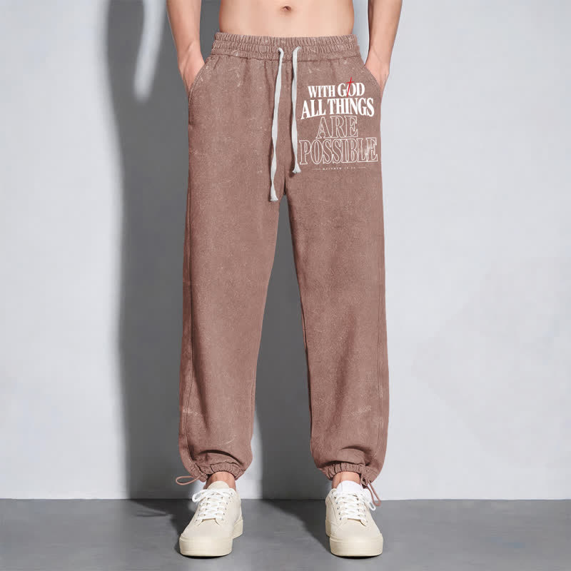 Christianartworkshop With God All Things Are Possible Washed Sweatpants - image 6
