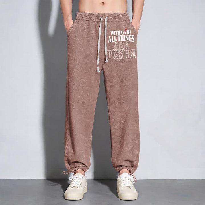 Christianartworkshop With God All Things Are Possible Washed Sweatpants - image 6