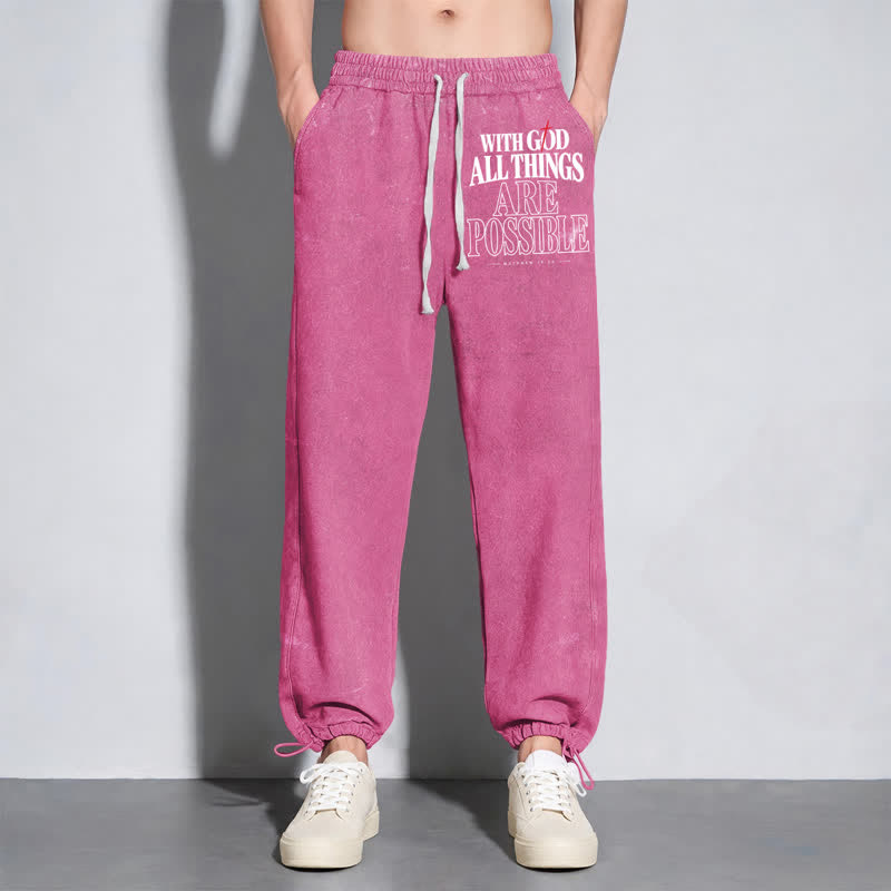 Christianartworkshop With God All Things Are Possible Washed Sweatpants - image 46