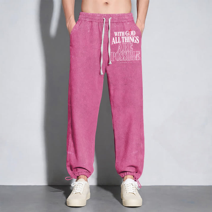 Christianartworkshop With God All Things Are Possible Washed Sweatpants - image 46