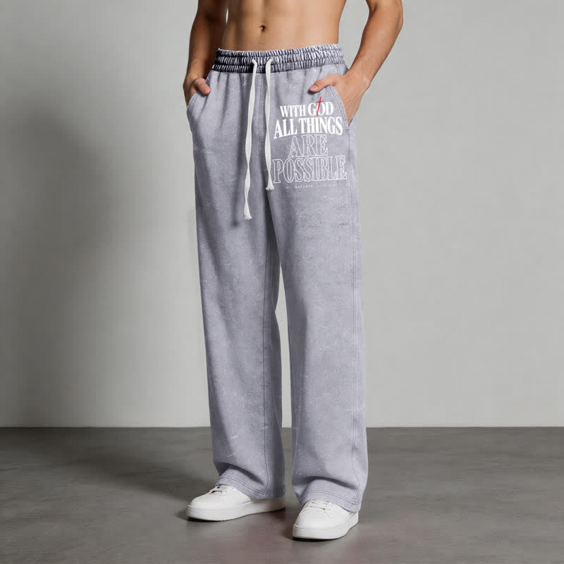 Christianartworkshop With God All Things Are Possible Washed Sweatpants - image 20