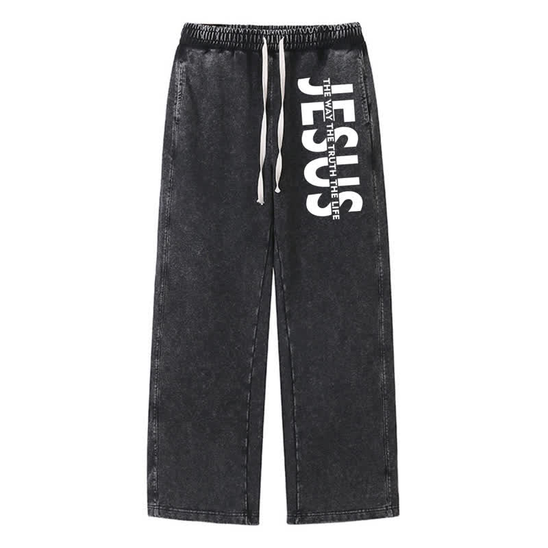 Christianartworkshop Jesus The Way The Truth The Life Washed Sweatpants - Black - 2XL - image 0