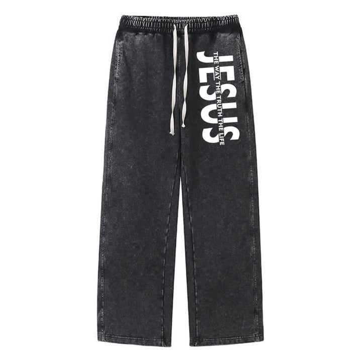 Christianartworkshop Jesus The Way The Truth The Life Washed Sweatpants - Black - 2XL - image 0