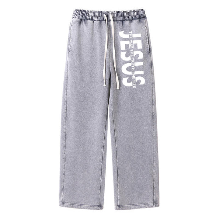 Christianartworkshop Jesus The Way The Truth The Life Washed Sweatpants - Grey - 2XL - image 8