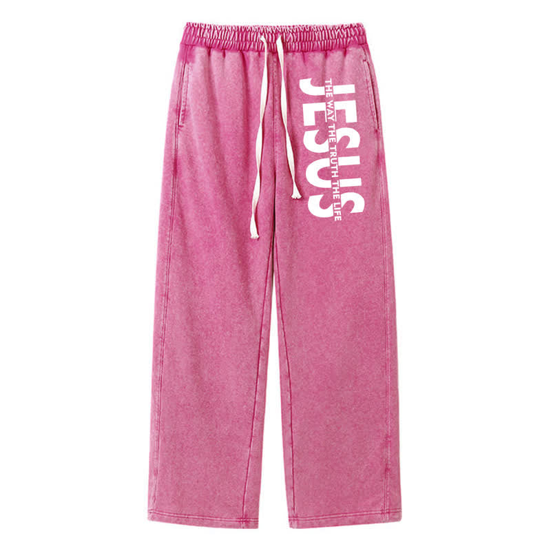 Christianartworkshop Jesus The Way The Truth The Life Washed Sweatpants - Rose - 2XL - image 40
