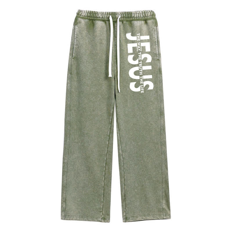 Christianartworkshop Jesus The Way The Truth The Life Washed Sweatpants - Green - 2XL - image 16
