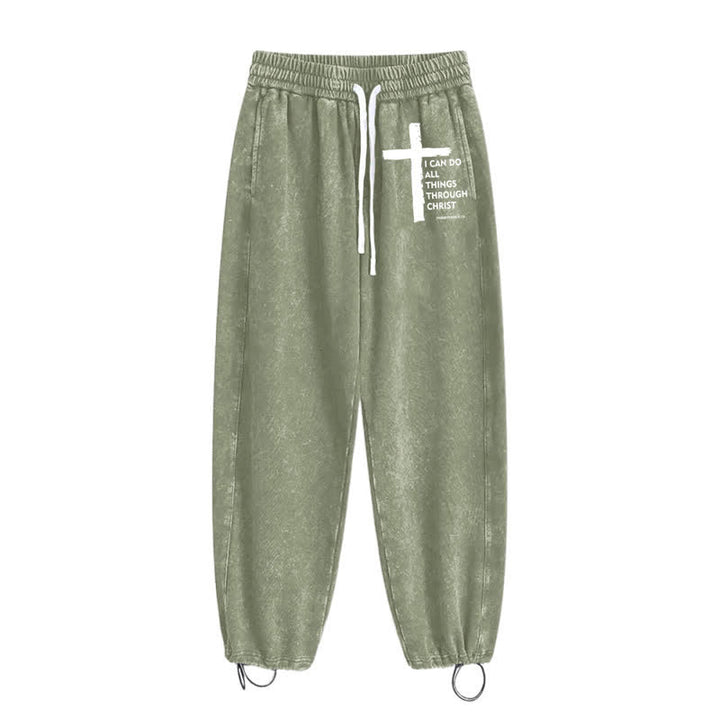 Christianartworkshop Walk By Faith Cross Washed Sweatpants - image 2