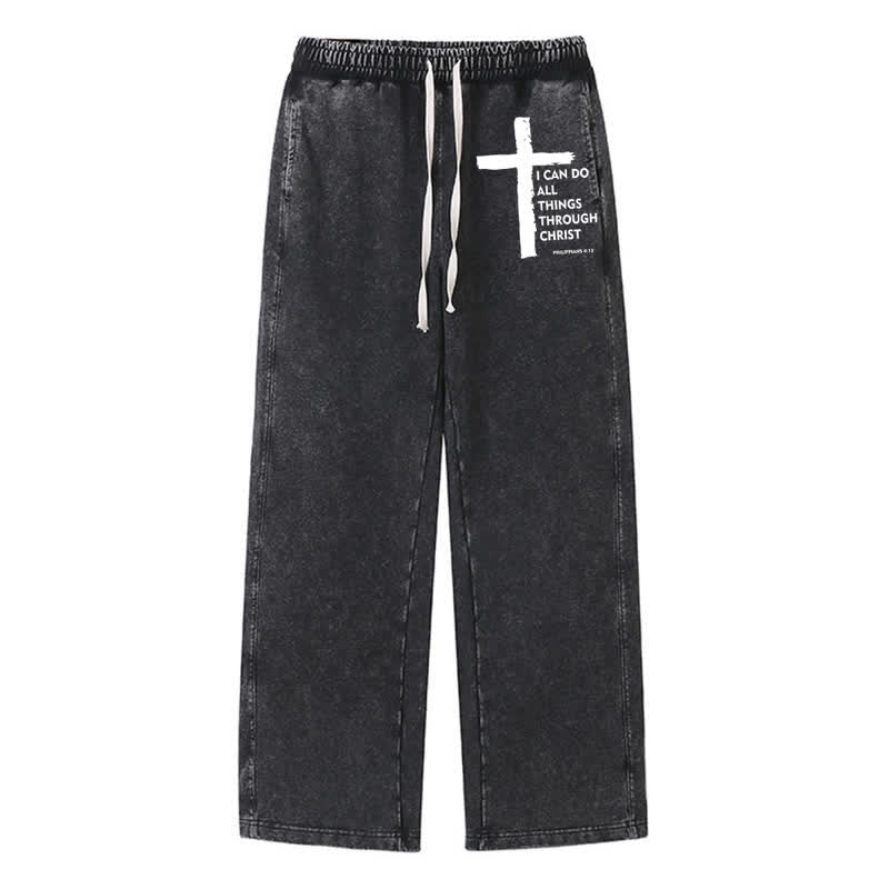 Christianartworkshop Walk By Faith Cross Washed Sweatpants - Black - 2XL - image 8