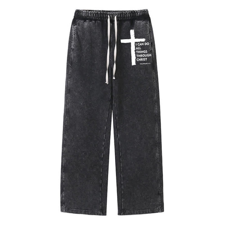 Christianartworkshop Walk By Faith Cross Washed Sweatpants - Black - 2XL - image 8