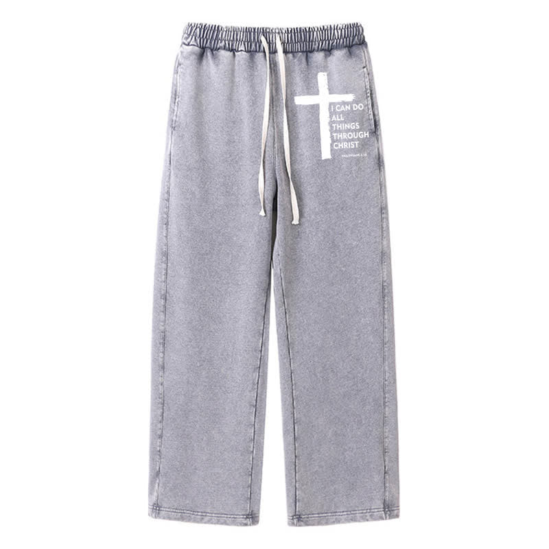 Christianartworkshop Walk By Faith Cross Washed Sweatpants - Grey - 2XL - image 16