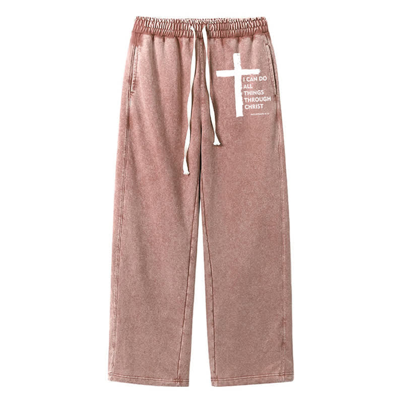 Christianartworkshop Walk By Faith Cross Washed Sweatpants - Brown - 2XL - image 32