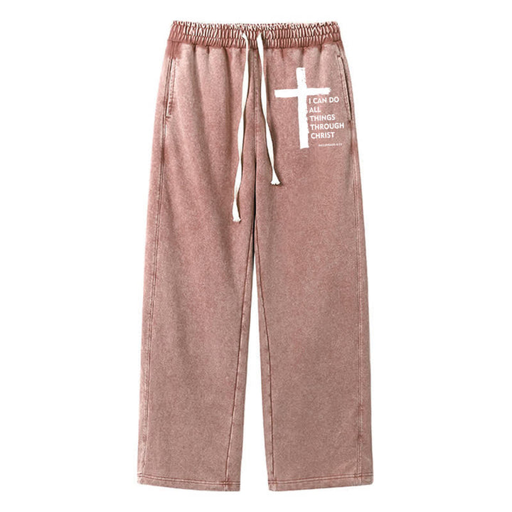 Christianartworkshop Walk By Faith Cross Washed Sweatpants - Brown - 2XL - image 32