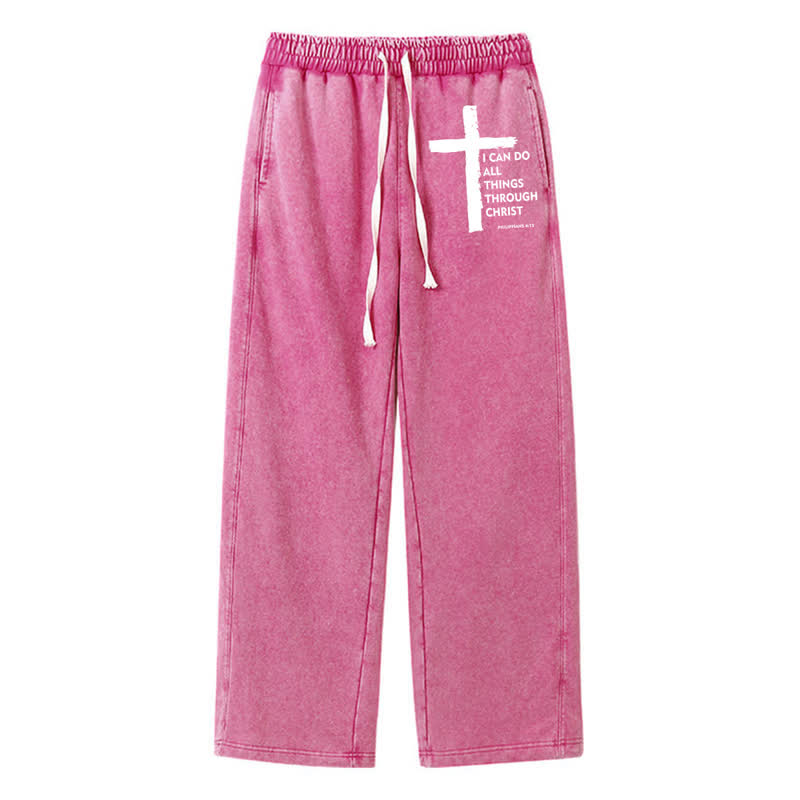 Christianartworkshop Walk By Faith Cross Washed Sweatpants - Rose - 2XL - image 40