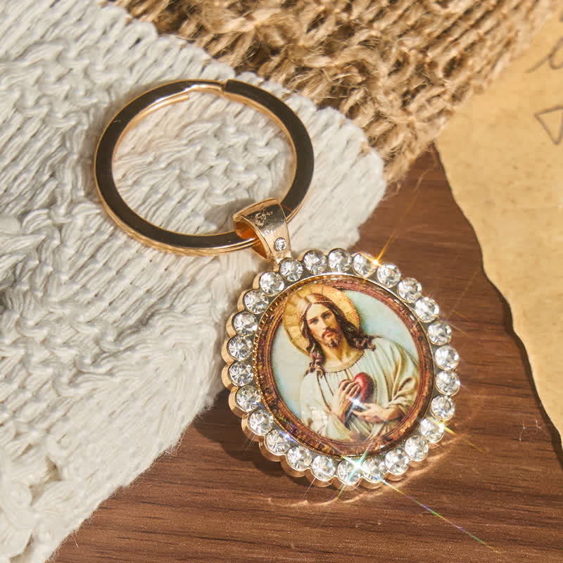 Christianartworkshop Round Sacred Heart Jesus Alloy Necklace: Symbol of Quiet Sacred Blessing - image 4