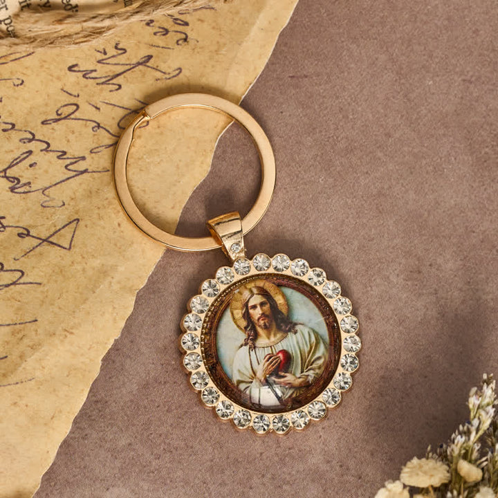 Christianartworkshop Round Sacred Heart Jesus Alloy Necklace: Symbol of Quiet Sacred Blessing - image 8