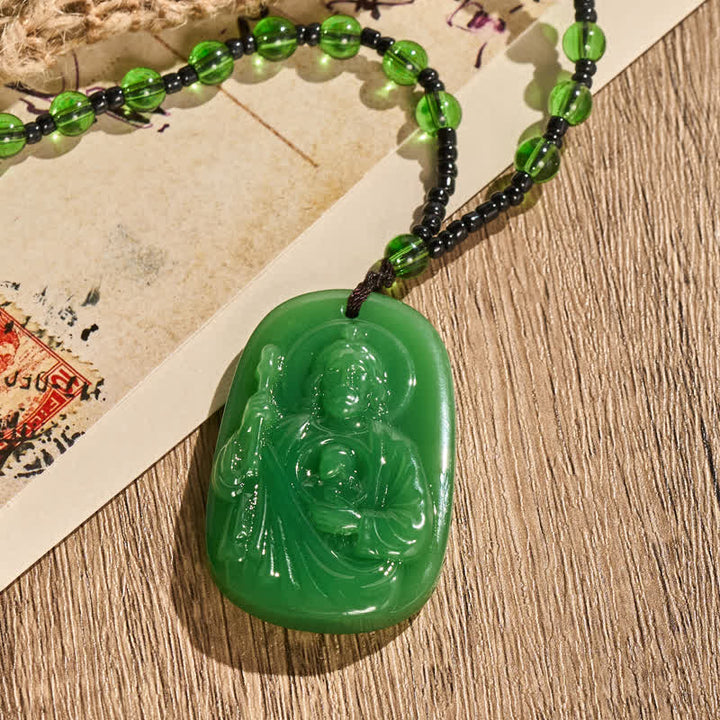 Christianartworkshop Polished Glass Jesus Portrait Pendant Bead Necklace: Token of Gentle Divine Shelter - image 2