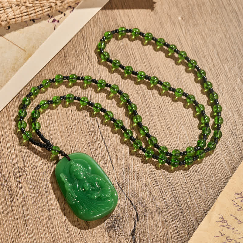 Christianartworkshop Polished Glass Jesus Portrait Pendant Bead Necklace: Token of Gentle Divine Shelter - image 3