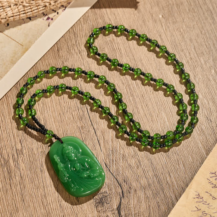 Christianartworkshop Polished Glass Jesus Portrait Pendant Bead Necklace: Token of Gentle Divine Shelter - image 3