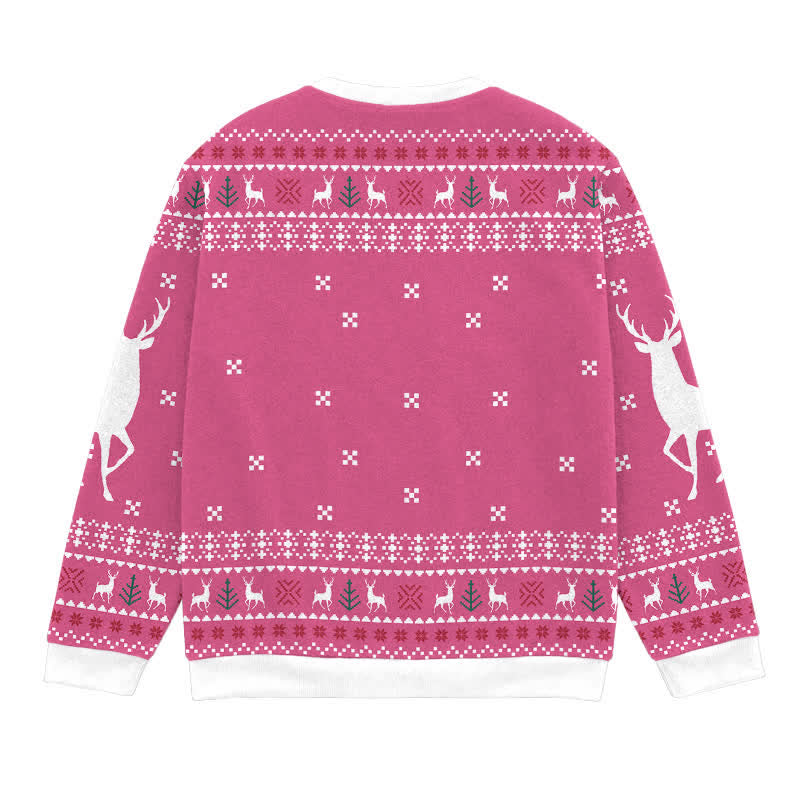 Christianartworkshop Pink Jesus Sheals Fair Isle Holiday Crewneck Sweater - image 1