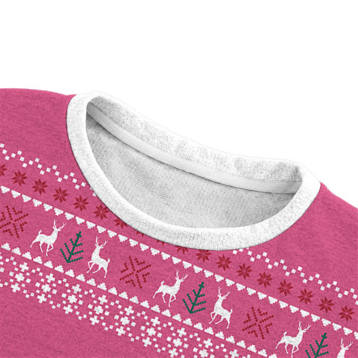 Christianartworkshop Pink Jesus Sheals Fair Isle Holiday Crewneck Sweater - image 6