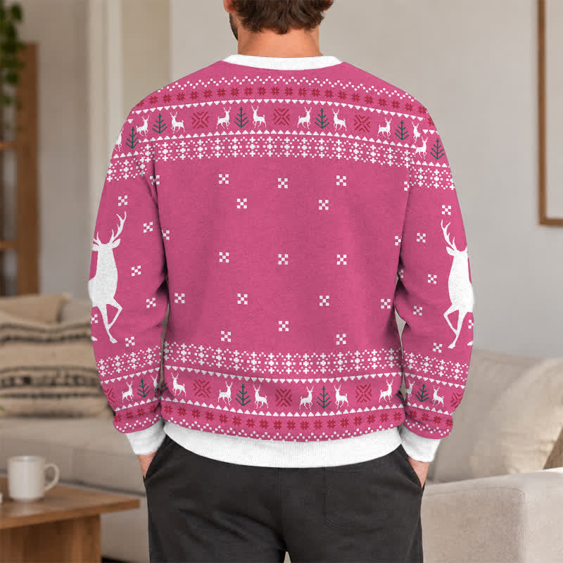 Christianartworkshop Pink Jesus Sheals Fair Isle Holiday Crewneck Sweater - image 5