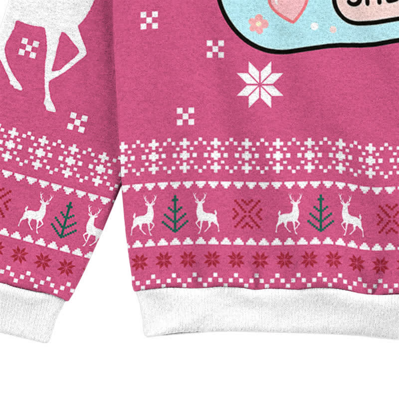 Christianartworkshop Pink Jesus Sheals Fair Isle Holiday Crewneck Sweater - image 7