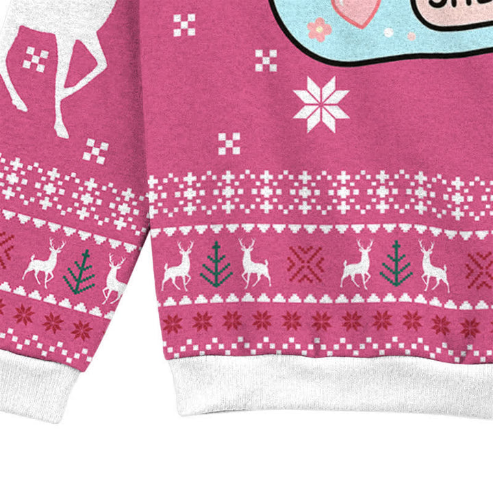 Christianartworkshop Pink Jesus Sheals Fair Isle Holiday Crewneck Sweater - image 7