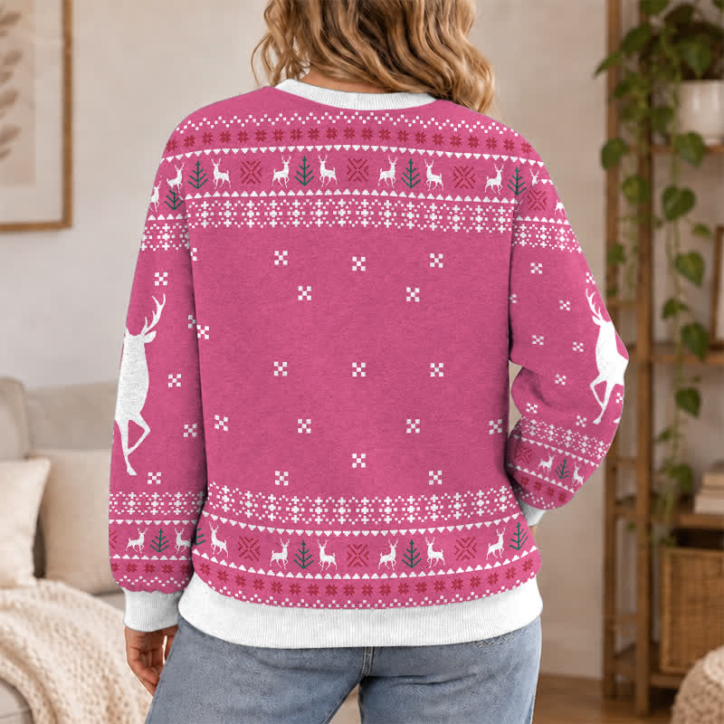 Christianartworkshop Pink Jesus Sheals Fair Isle Holiday Crewneck Sweater - image 3