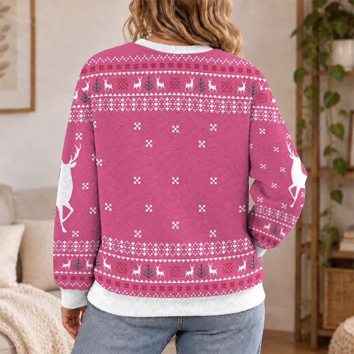 Christianartworkshop Pink Jesus Sheals Fair Isle Holiday Crewneck Sweater - image 3
