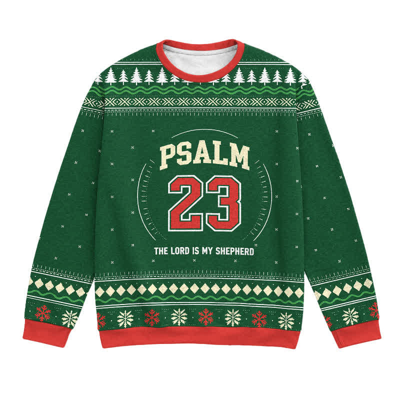 Christianartworkshop Psalm 23 Fair Isle Ugly Christmas Festive Lightweight Sweater - 3XL - image 0
