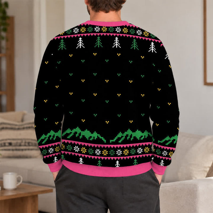 Christianartworkshop Jesus Heals Festive Nordic Black Crewneck Faith Lightweight Sweater - image 3