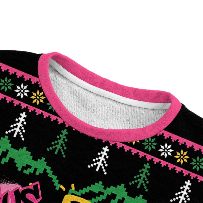 Christianartworkshop Jesus Heals Festive Nordic Black Crewneck Faith Lightweight Sweater - image 6