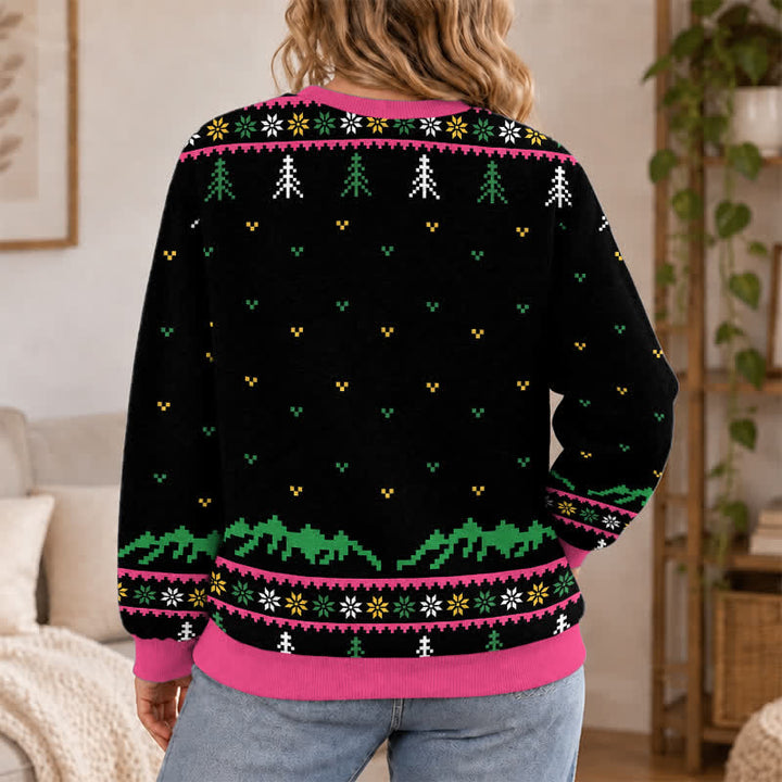 Christianartworkshop Jesus Heals Festive Nordic Black Crewneck Faith Lightweight Sweater - image 5
