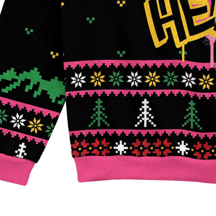 Christianartworkshop Jesus Heals Festive Nordic Black Crewneck Faith Lightweight Sweater - image 7