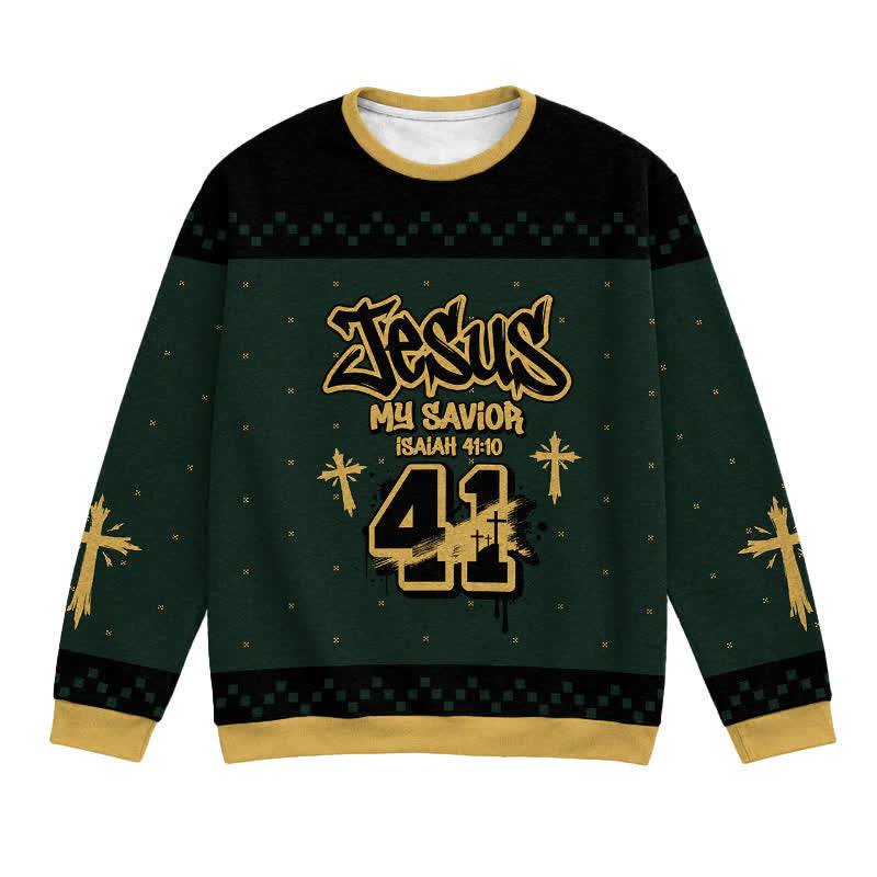 Christianartworkshop Jesus My Savior Isaiah 41:10 Streetwear Knit  Faith Lightweight Sweater - 3XL - image 0