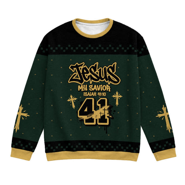Christianartworkshop Jesus My Savior Isaiah 41:10 Streetwear Knit  Faith Lightweight Sweater - 3XL - image 0