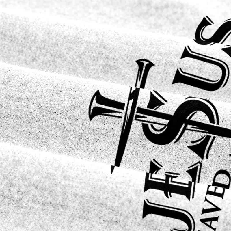 Christianartworkshop Jesus Saved My Life Contrast Trim Faith Lightweight Sweater - image 8